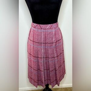 Vintage 60’s Jantzen pleated herringbone red plaid skirt elastic size 8 EUC